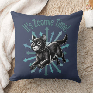 Zoomie Time Black Cat Kussen