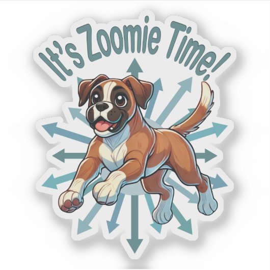 Zoomie Time Boxer Sticker (Voorkant)