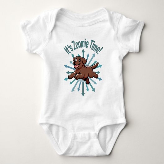 Zoomie Time Chocolate Lab Romper (Voorkant)