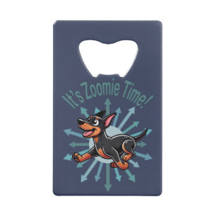 Zoomie Time Doberman Pincher Kredietkaart Flessenopener