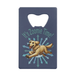 Zoomie Time Golden Retriever Kredietkaart Flessenopener