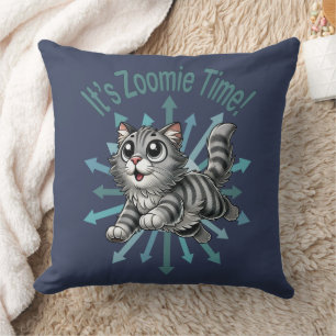 Zoomie Time Grey Tabby Cat Kussen