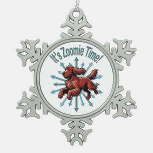 Zoomie Time Ierse Setter Tin Sneeuwvlok Ornament