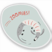 zoomies autocollant à la menthe grise illustrée (Devant)