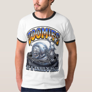 Zoomies Biker Schedel Helm Kunst T-shirt