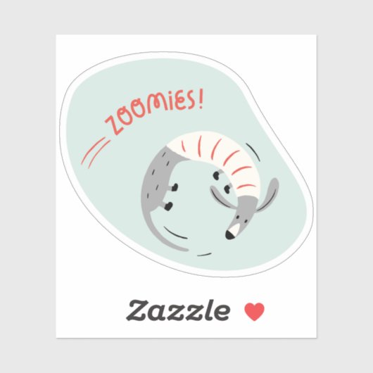 Zoomies Leuke geïllustreerde Grey Dog Mint sticker (Vel)