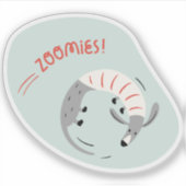 Zoomies Leuke geïllustreerde Grey Dog Mint sticker (Voorkant)
