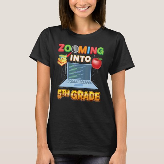 Zooming Into 5th Grade Fifth Virtual Student Learn T-shirt (Voorkant)