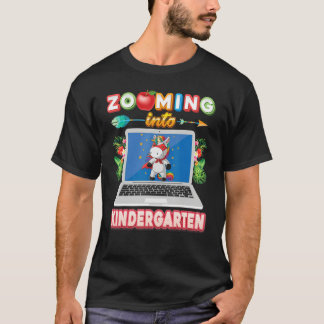 Zooming Into Kindergarten Grade Virtual Unicorn Ki T-shirt