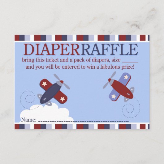 Zooming langs het vliegtuig Shower Diaper Raffle C Informatiekaartje (Voorkant)