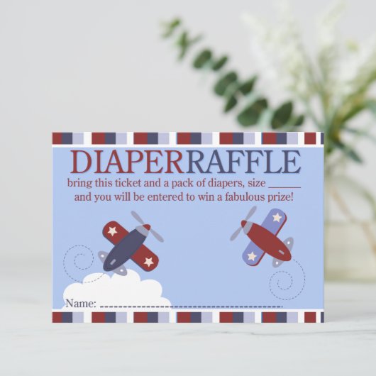 Zooming langs het vliegtuig Shower Diaper Raffle C Informatiekaartje (Staand voorkant)