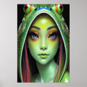 Zoomorfe coole kikkerkdame | AI Art. Poster (Voorkant)