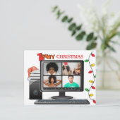 Zoomy Kerstmis Video Satire Conference Briefkaart (Staand voorkant)