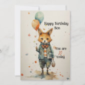 Zoon 10e Verjaardag Abstract Fox Feestdagenkaart (Voorkant)