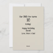 Zoon 10e Verjaardag Abstract Fox Feestdagenkaart (Achterkant)