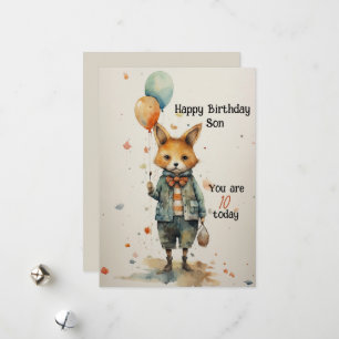 Zoon 10e Verjaardag Abstract Fox Feestdagenkaart