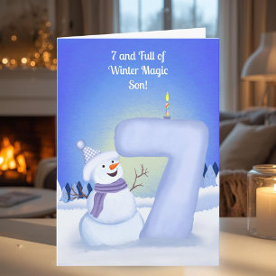 Zoon 6e verjaardag Sneeuwman Sneeuw Kaart