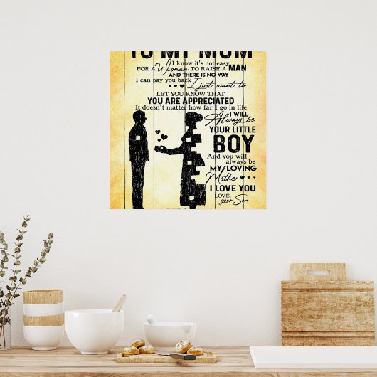Zoon aan mama, cadeau aan mijn moeder, Moederdag-c Poster (Keuken)