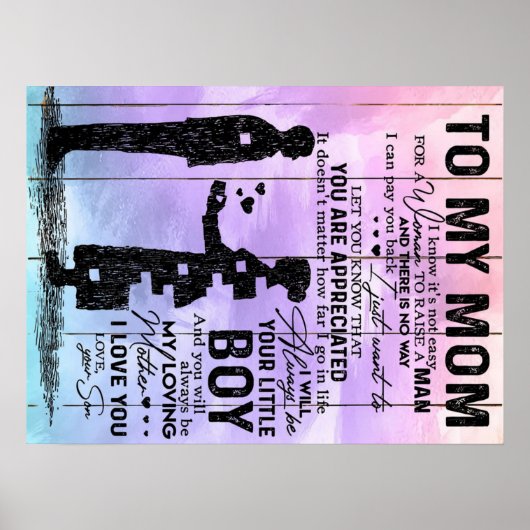Zoon aan mijn moeder brief, moeder Birthday Gift Poster (Voorkant)