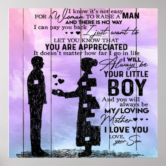 Zoon aan mijn moeder brief, moeder Birthday Gift Poster (Voorkant)