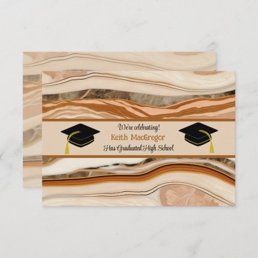 Zoon Afstuderen Viering in Bruin Marmer Kaart (Voorkant / Achterkant)