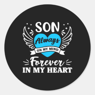 Zoon altijd in mijn gedachten voor altijd in mijn  ronde sticker