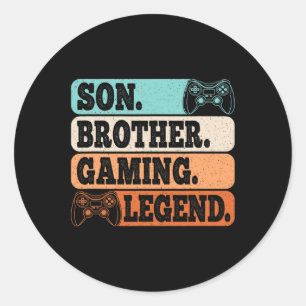 Zoon Broer Gamelendige Videospelletjes Retro Game Ronde Sticker