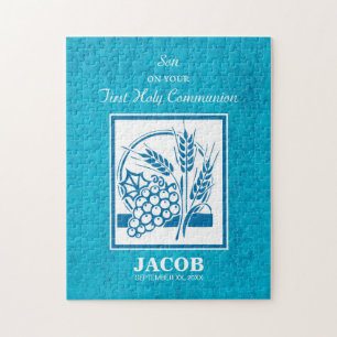 Zoon, eerste gemeenschap, tarwe, druiven blauw legpuzzel