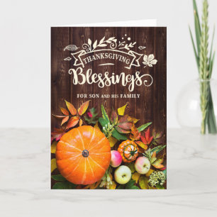 Zoon- en familiale Thanksgiving Blessings Pumpkins Feestdagen Kaart
