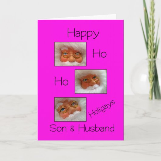 zoon en man blij hoe holigays homo x-mas kaart (Voorkant)