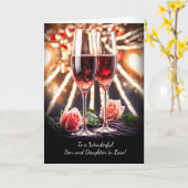 Zoon en Schoondochter Gelukkige Valentijnsdag Roze Kaart (Gele Bloem)