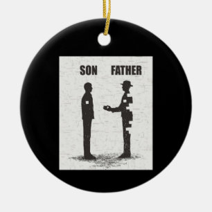 Zoon en vader keramisch ornament