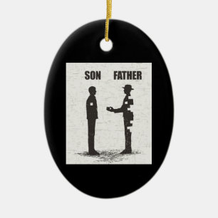 Zoon en vader keramisch ornament