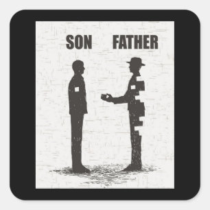 Zoon en vader vierkante sticker