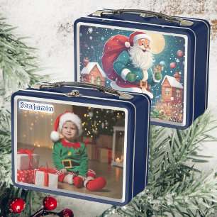 Zoon Foto   Kerstman geeft cadeaus   Kinder blauw