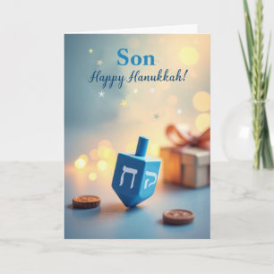 Zoon Gelukkig Hanukkah Draaiende Top met Zachte Gl Kaart