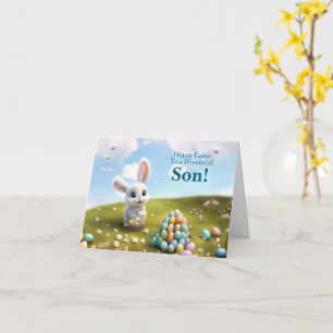 Zoon Gelukkig Pasen Schattig Konijn Kaart