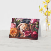 Zoon Happy Valentijnsdag Schattige Konijn Kaart (Gele Bloem)