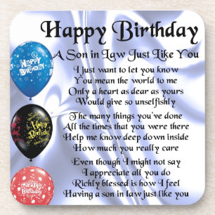 Zoon in het rechtengedicht - Happy Birthday Design Onderzetter