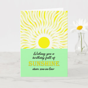 Zoon in Law Birthday Bright Sunshine Card Kaart
