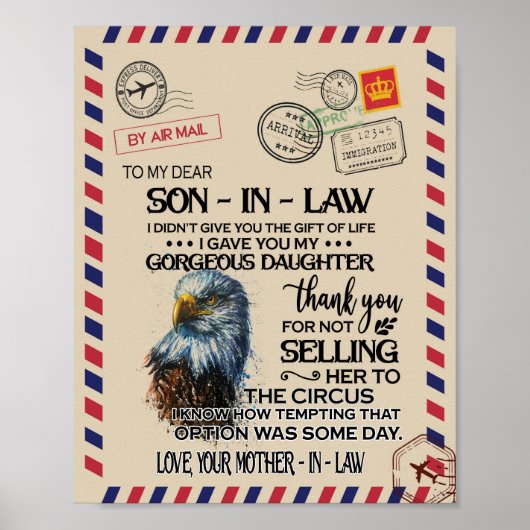 Zoon-in-law | Naar mijn beste schoonzoon van moede Poster (Voorkant)