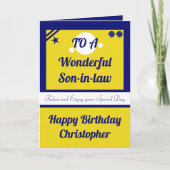 Zoon in rechte blauwe en gele gelukkige verjaardag kaart (Voorkant)