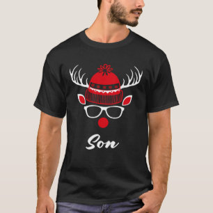 Zoon Kerstmis rendieren gezicht familie matching T-shirt