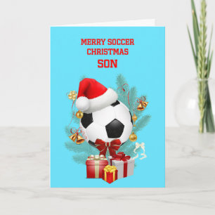 Zoon Kerstvoetbal Feestdagen Kaart