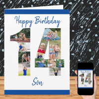 Zoon nummer 14 Foto Collage Big 14th Birthday Kaar