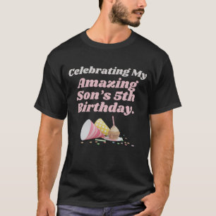 Zoon outfit voor 5e verjaardagsfeest met familie t-shirt