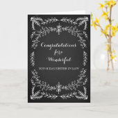 Zoon & Schoondochter Felicitaties Schoolbord Kaart (Gele Bloem)