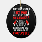 Zoon van brandweerman keramisch ornament (Links)