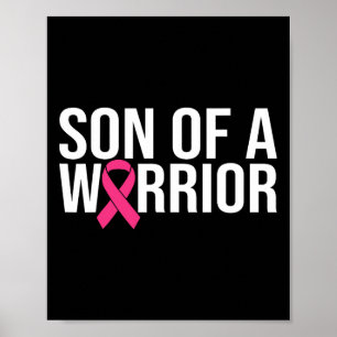 Zoon van een Warrior Pink Ribbon Breast Cancer Awa Poster