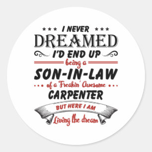 Zoon van Geweldige timmerman Ronde Sticker
